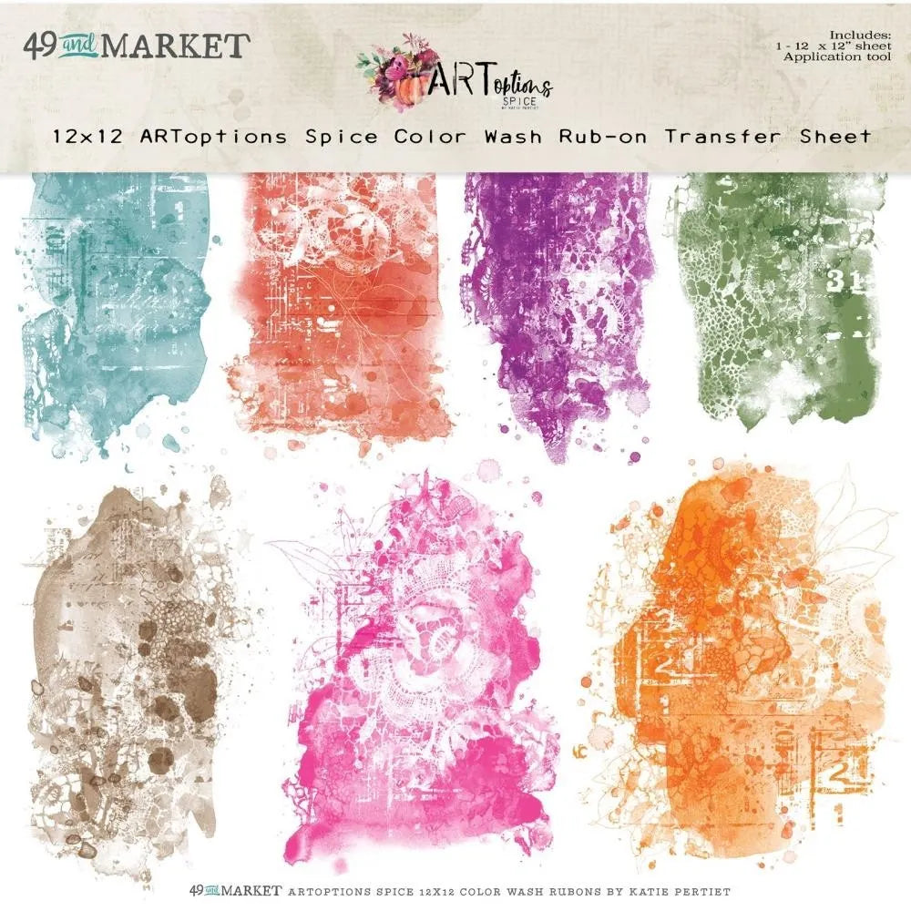 49 & Market ARToptions Spice Color Wash 12x12 Rub-On Transfer Sheet